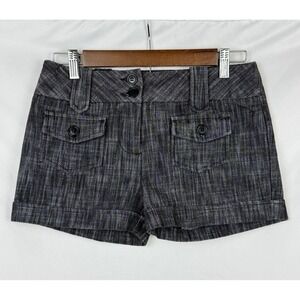 I.Q. Authentic Brand Grey Heathered Micro Shorts Y2K Indie Sleaze Juniors 3 EUC